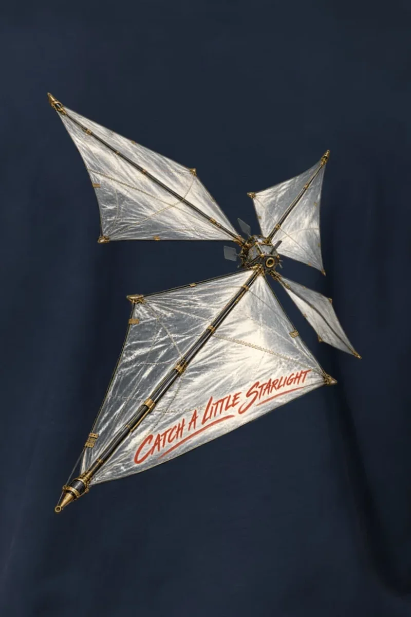 "Catch a Little Starlight" Heavyweight Unisex Crewneck T-shirt - the graphic up close