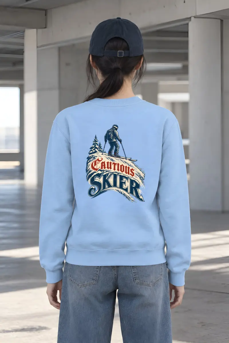 “Cautious Skier” Heavy Blend Unisex Crewneck Sweatshirt