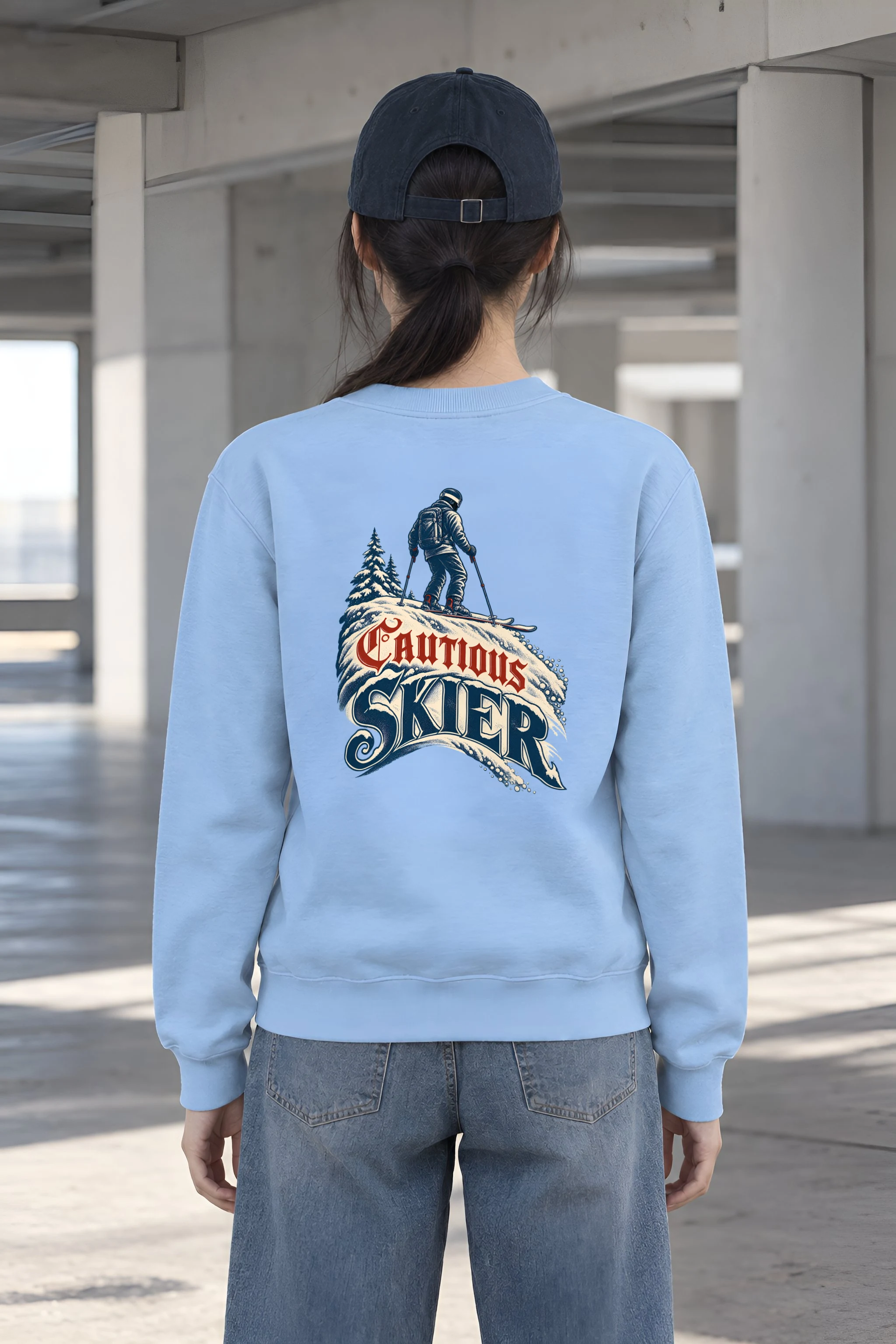 "Cautious Skier" Heavy Blend Unisex Crewneck Sweatshirt