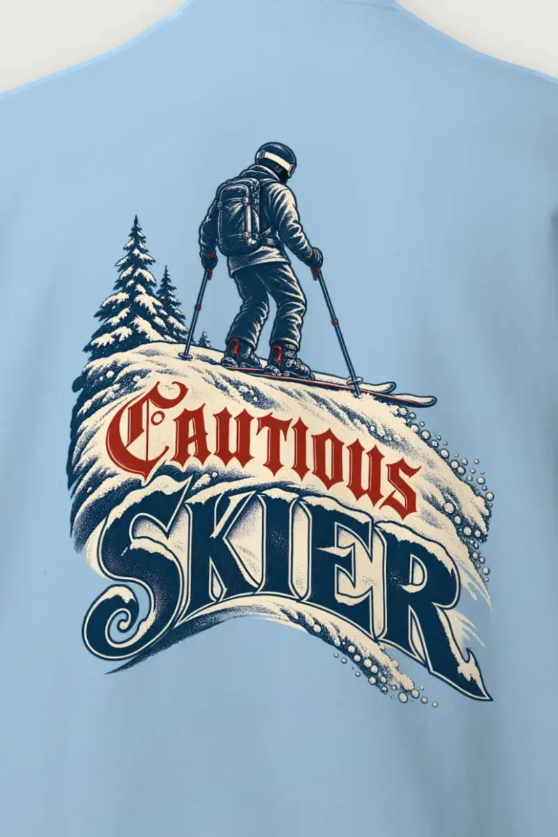 "Cautious Skier" Heavy Blend Unisex Crewneck Sweatshirt - the graphic up close