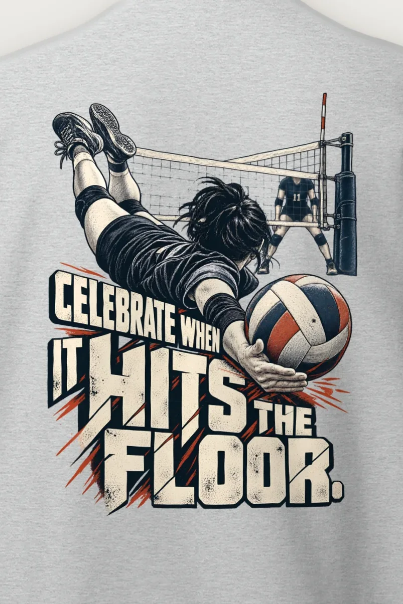 "Celebrate When It Hits The Floor" Heavy Blend Unisex Crewneck Sweatshirt - the graphic up close