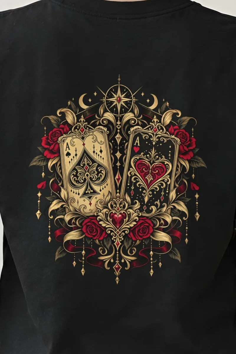 "Celestial Card Roses" Heavyweight Unisex Crewneck T-shirt