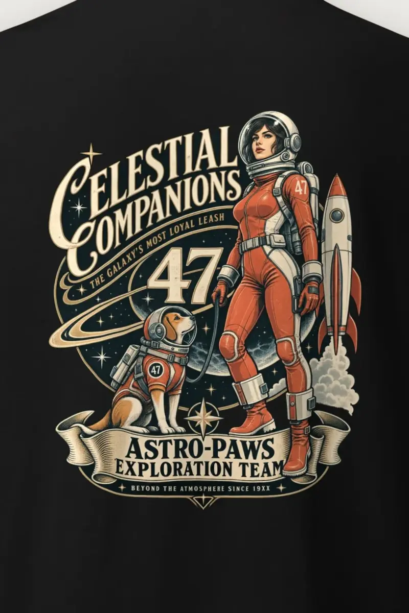 "Celestial Companions" Heavyweight Unisex Crewneck T-shirt