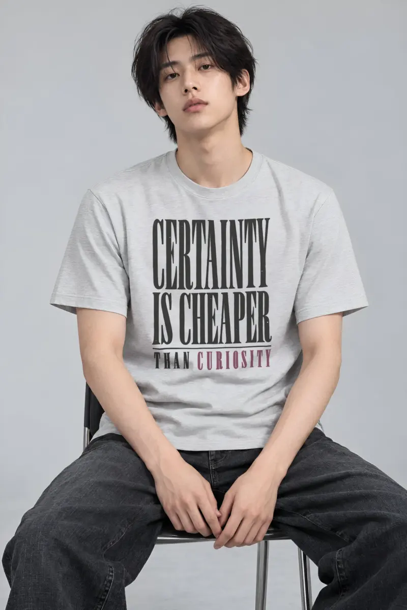 "Certainty Is Cheaper Than Curiosity" Heavyweight Unisex Crewneck T-shirt