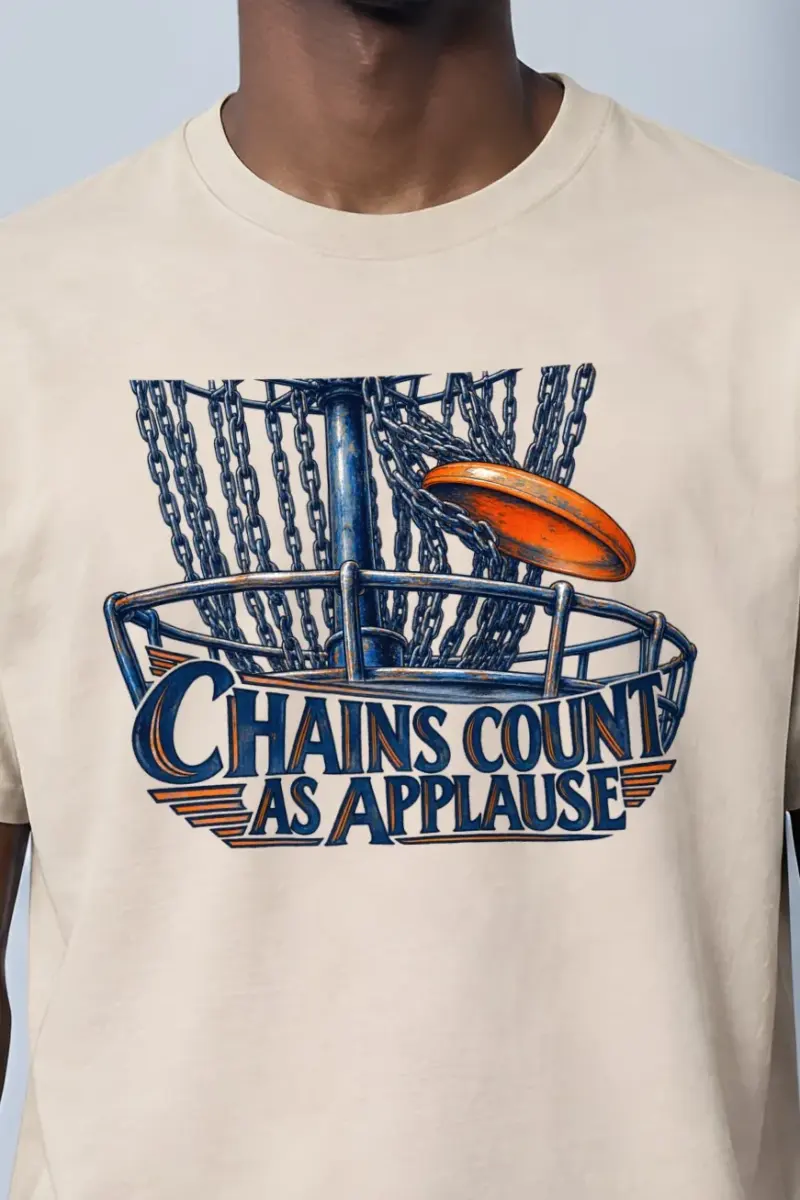 "Chains Count as Applause" Heavyweight Unisex Crewneck T-shirt - the graphic up close