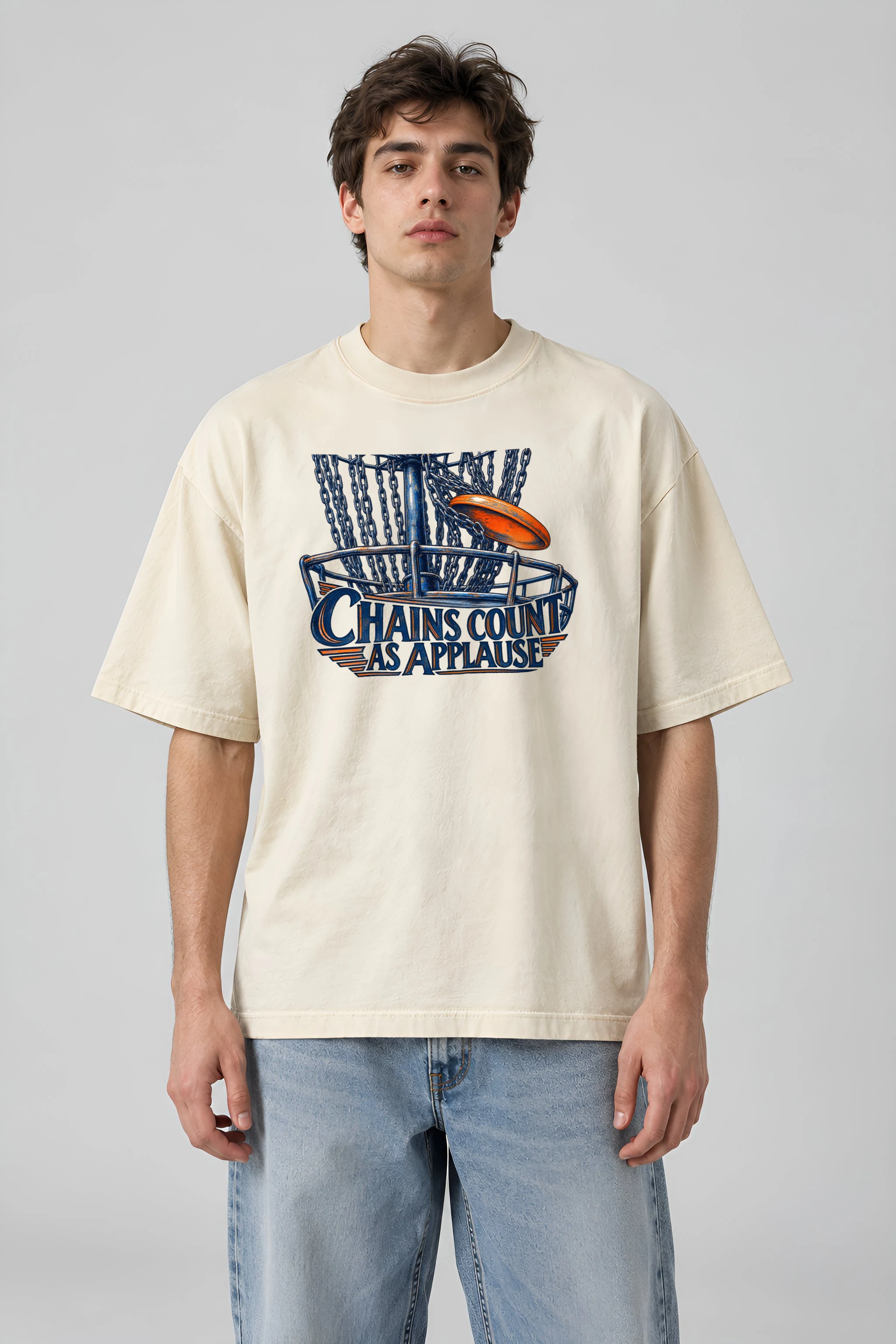 "Chains Count As Applause" Men's Oversized Heavyweight Crewneck T-Shirt