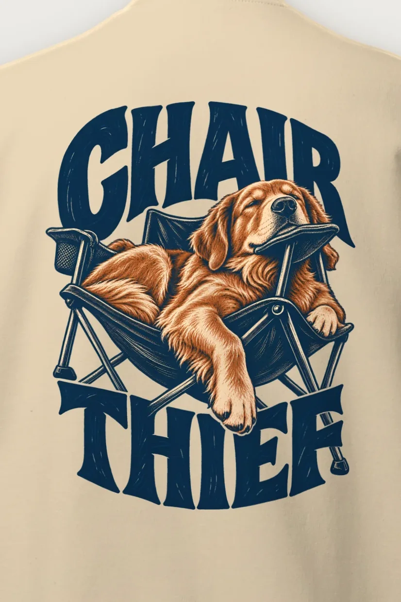 "Chair Thief Golden Retriever" Heavy Blend Unisex Crewneck Sweatshirt - the graphic up close