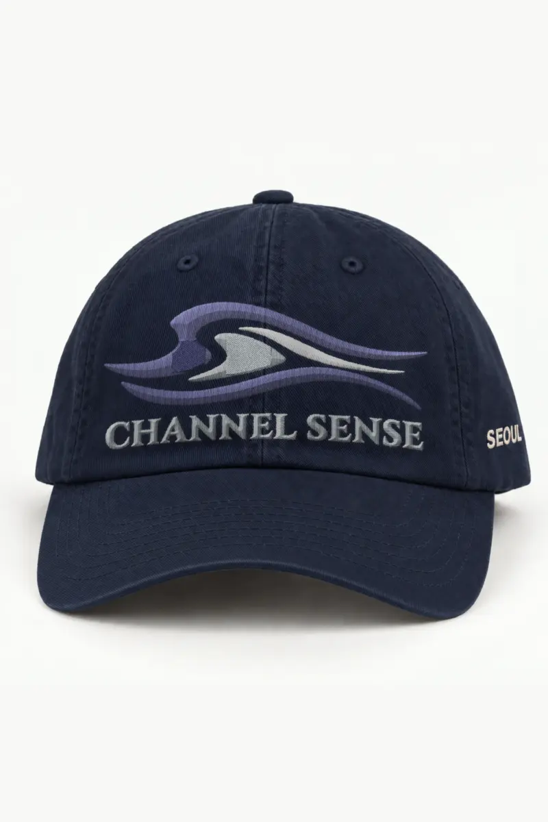 "Channel Sense" Classic Dad Hat · Embroidered — navy/cap-front