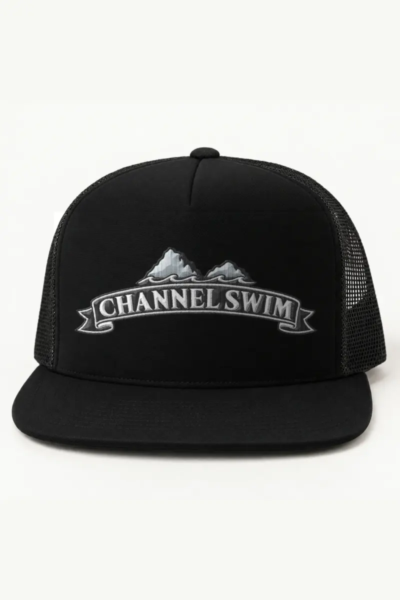 “Channel Swim” 5 Panel Trucker Cap · Embroidered