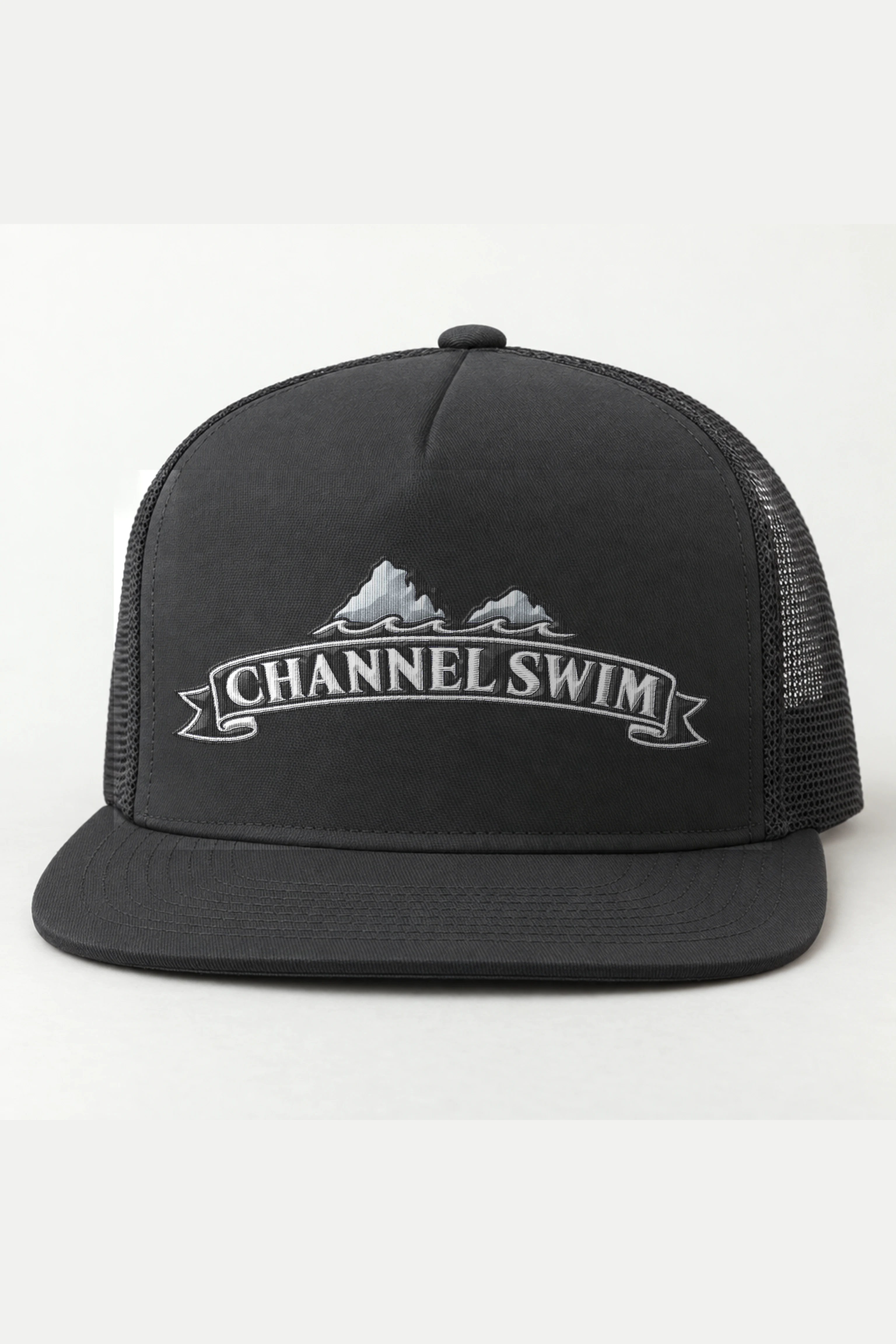 "Channel Swim" 5 Panel Trucker Cap · Embroidered