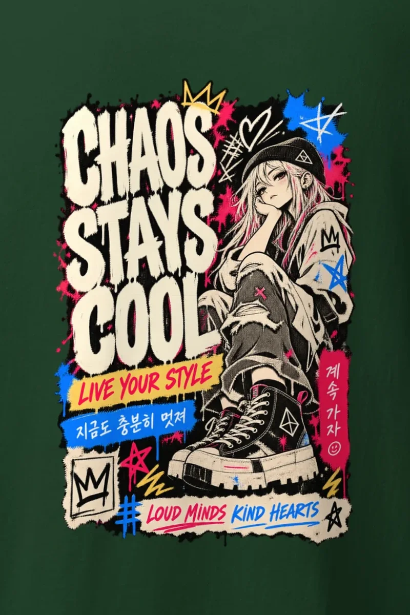 "Chaos Stays Cool" Heavyweight Unisex Crewneck T-shirt