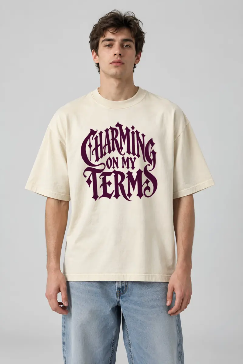 "Charming on My Terms" Unisex Oversized Heavyweight Crewneck T-Shirt