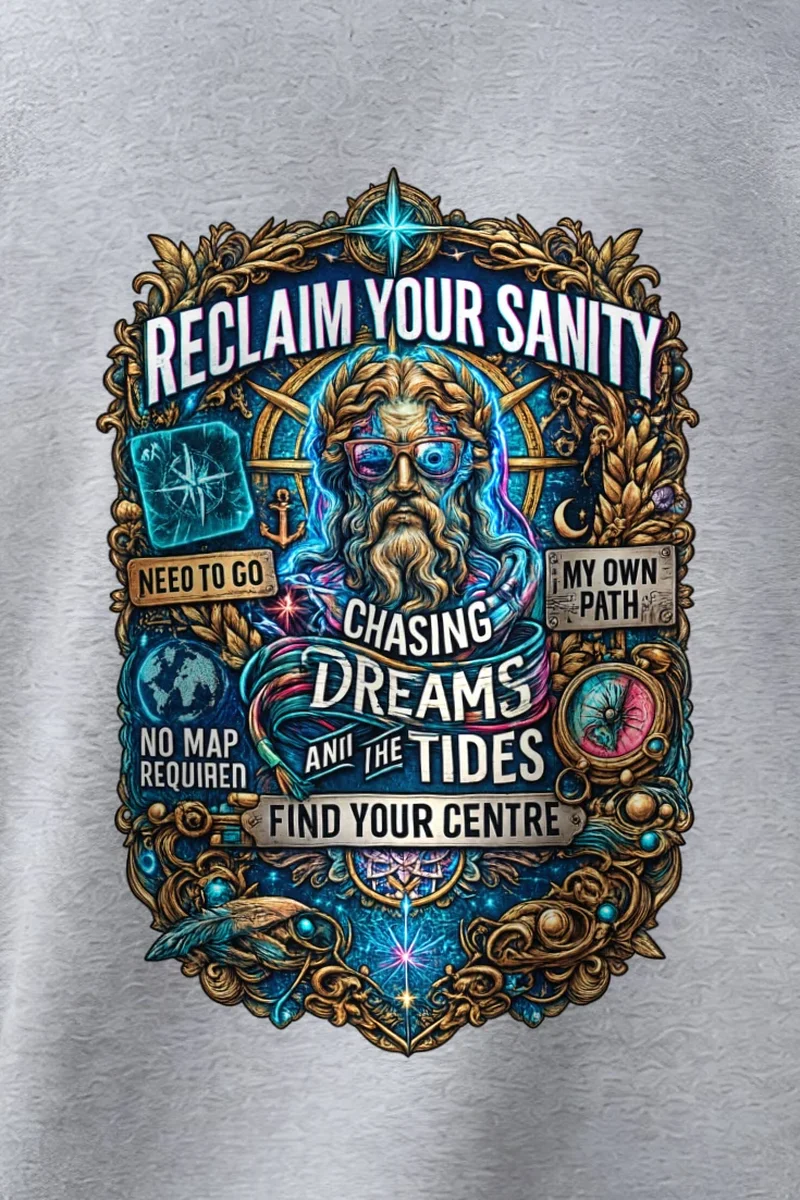 "Chasing Dreams And Tides" 1 Crewneck Sweatshirt - the graphic up close