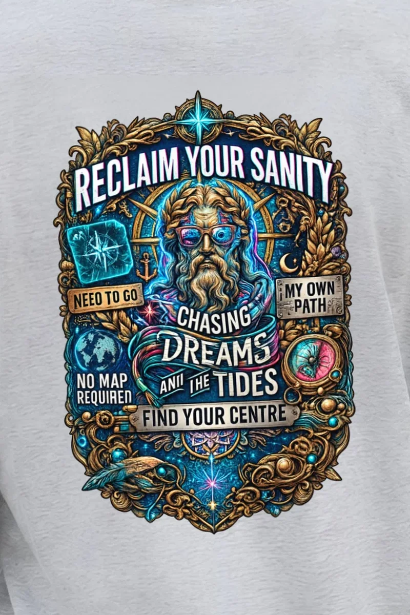 "Chasing Dreams Tides" Unisex Longsleeve T-shirt - the graphic up close