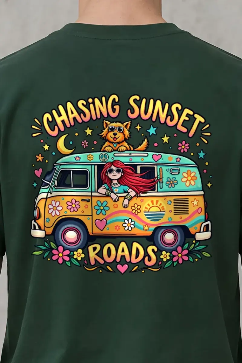 "Chasing Sunset Roads" Heavyweight Unisex Crewneck T-shirt
