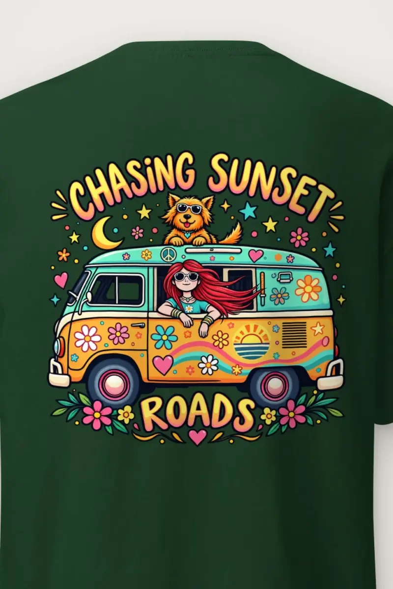 "Chasing Sunset Roads" Heavyweight Unisex Crewneck T-shirt