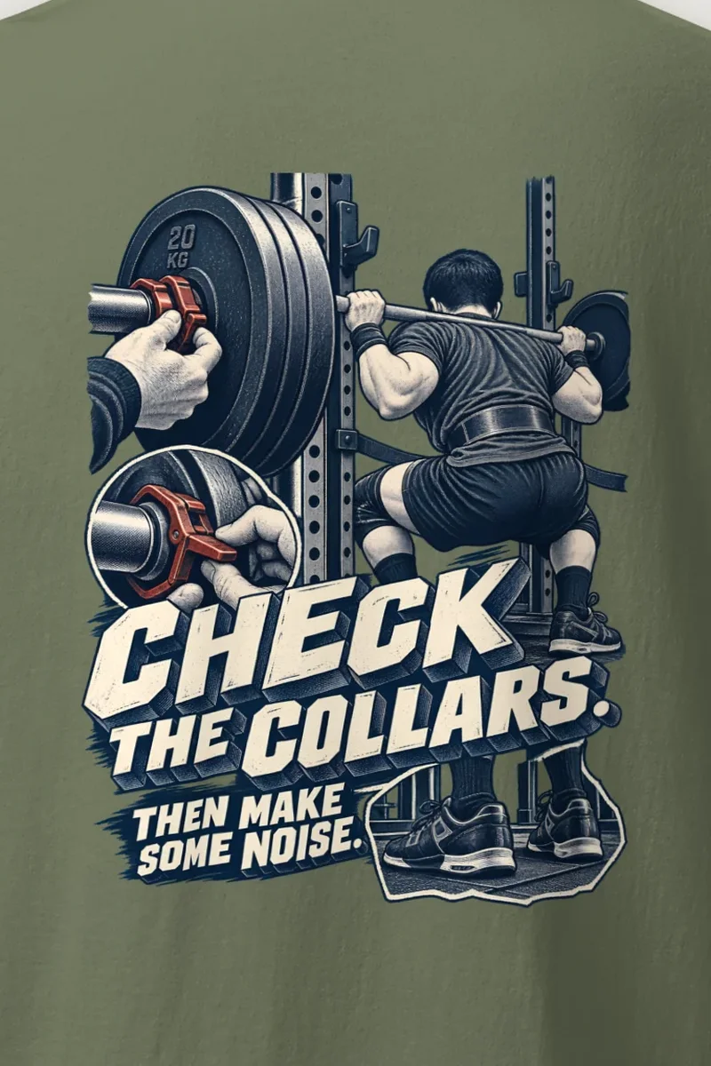 "Check The Collars" Heavyweight Unisex Crewneck T-shirt - the graphic up close
