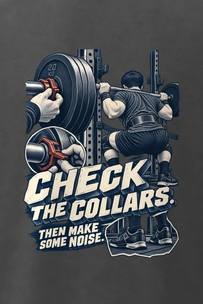 "Check the Collars" Men’s Oversized Heavyweight Crewneck T-Shirt - the graphic up close