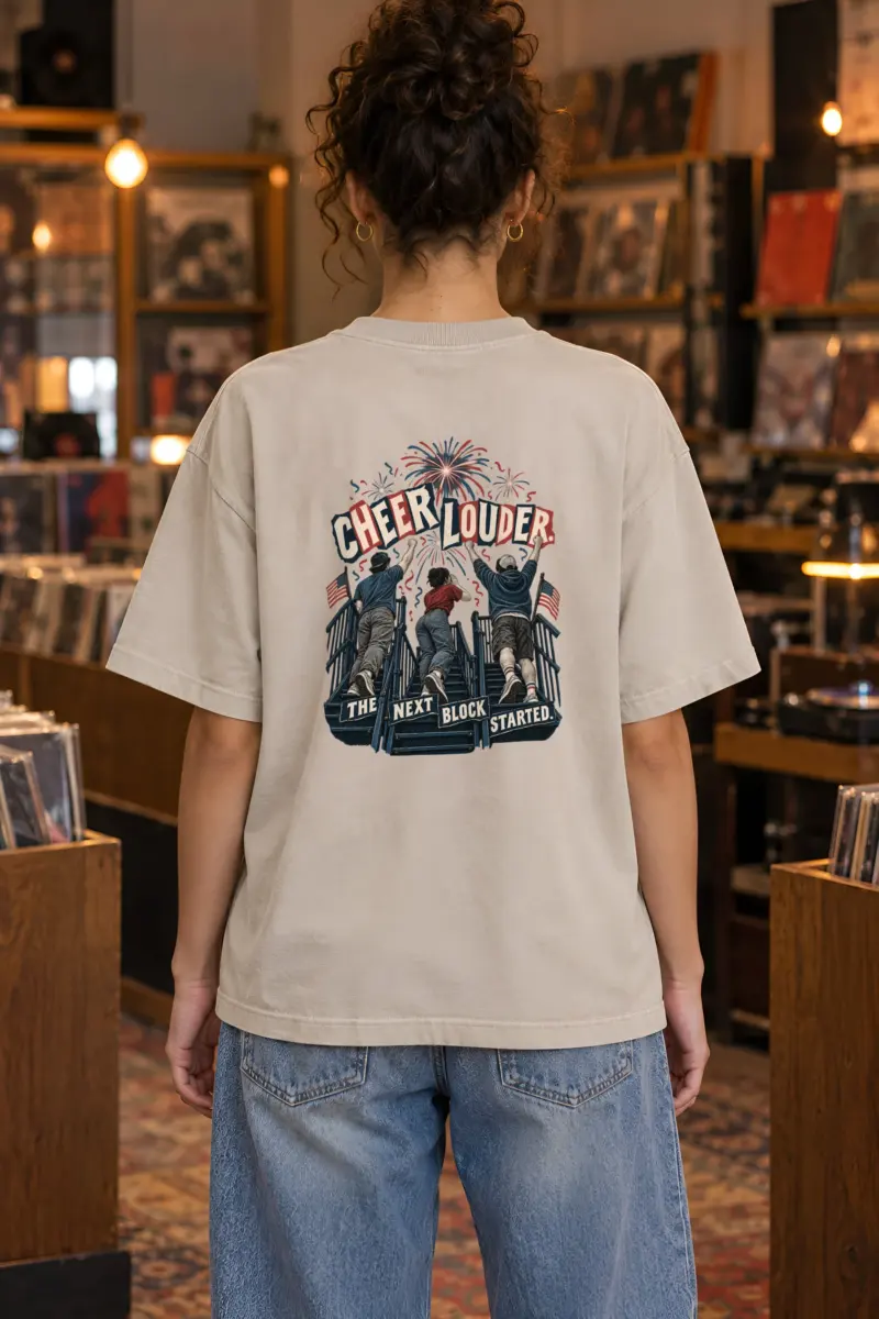 "Cheer Louder" Unisex Oversized Heavyweight Crewneck T-Shirt
