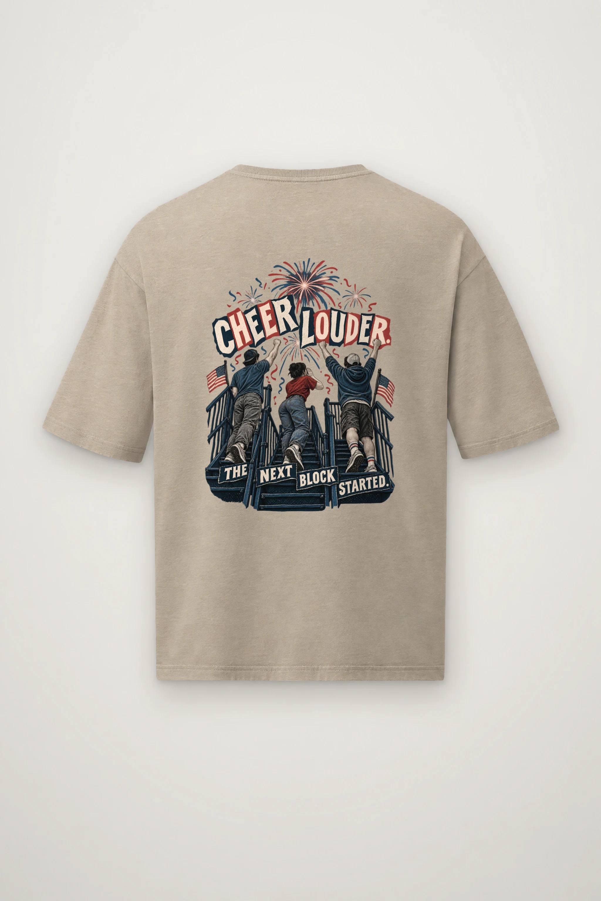 "Cheer Louder" Men's Oversized Heavyweight Crewneck T-Shirt