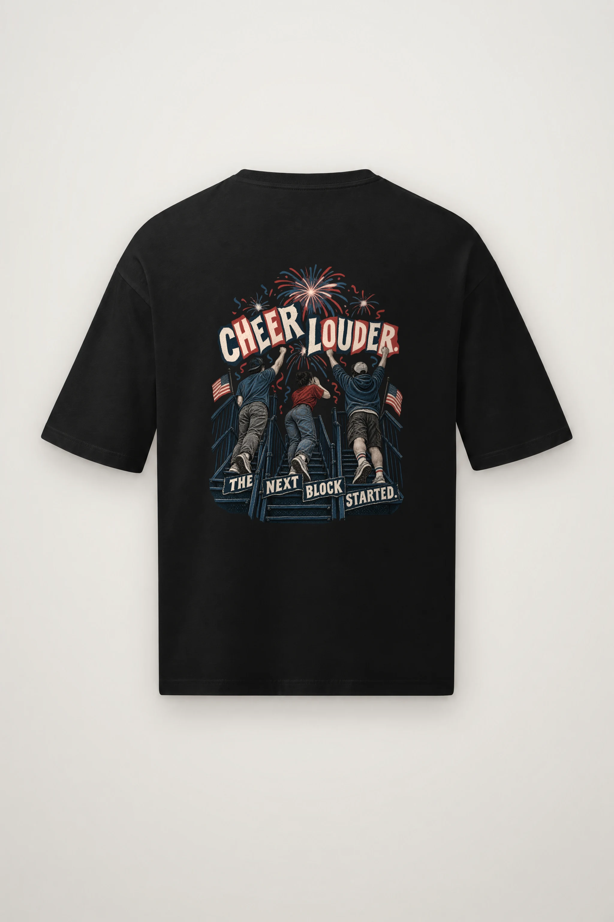 "Cheer Louder" Men's Oversized Heavyweight Crewneck T-Shirt