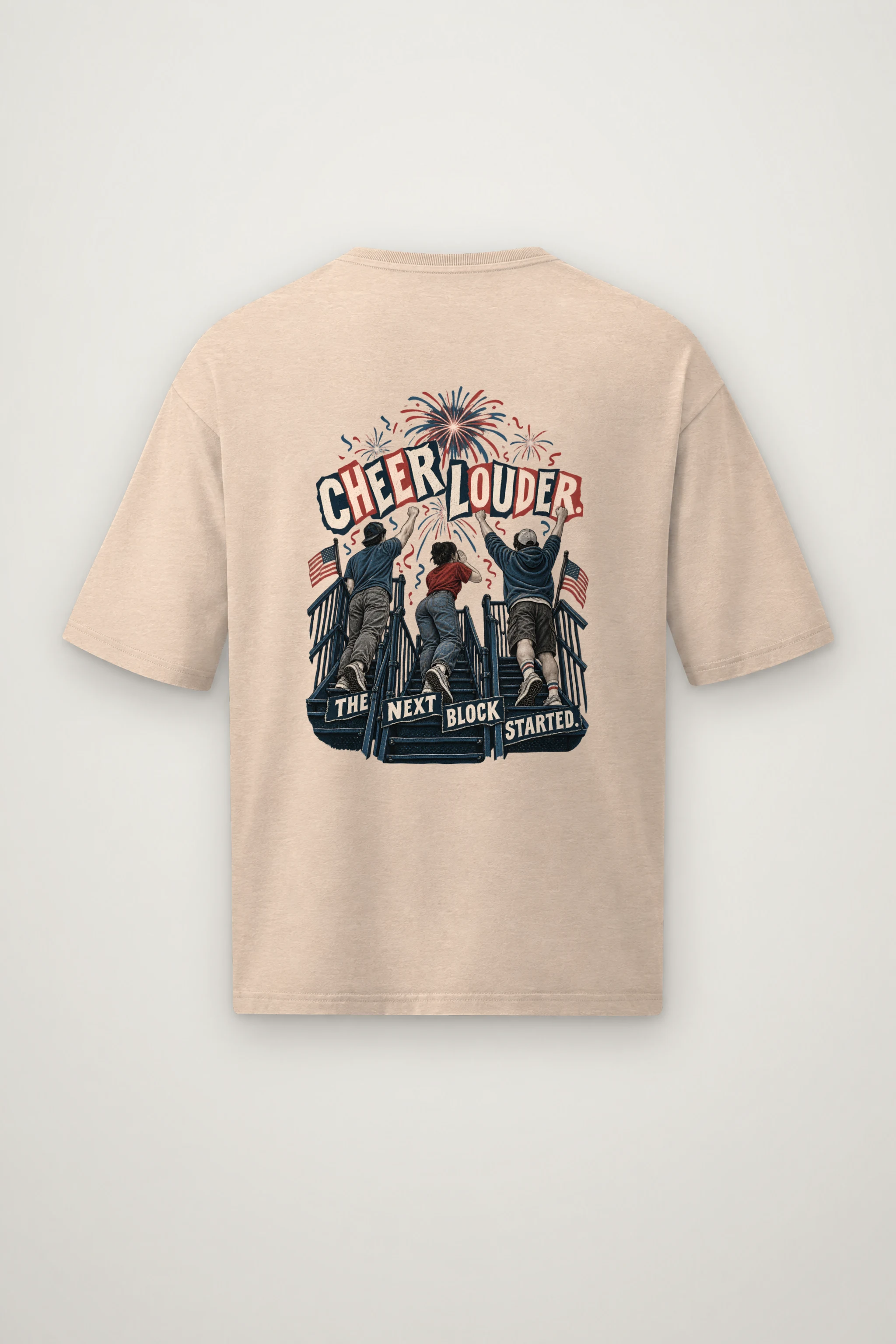 "Cheer Louder" Men's Oversized Heavyweight Crewneck T-Shirt