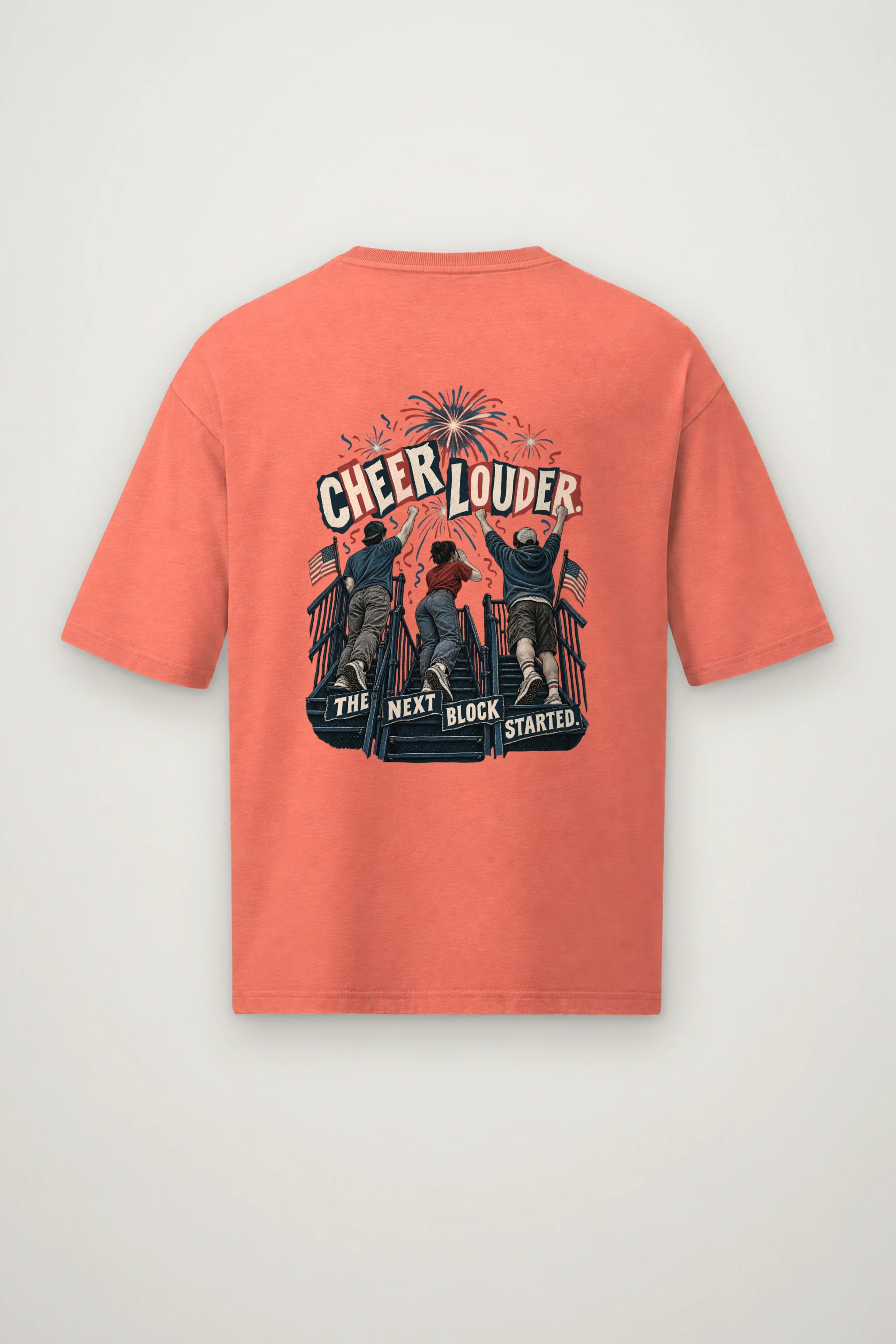 "Cheer Louder" Men's Oversized Heavyweight Crewneck T-Shirt
