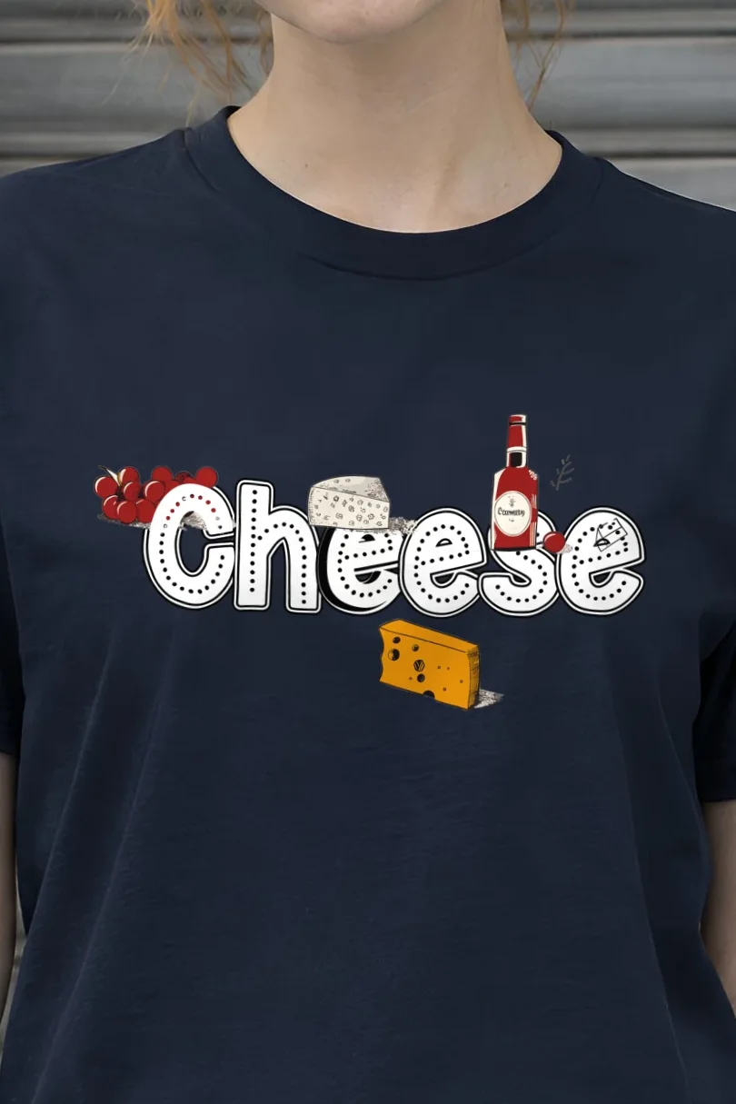 "Cheese Camembert" Heavyweight Unisex Crewneck T-shirt - the graphic up close