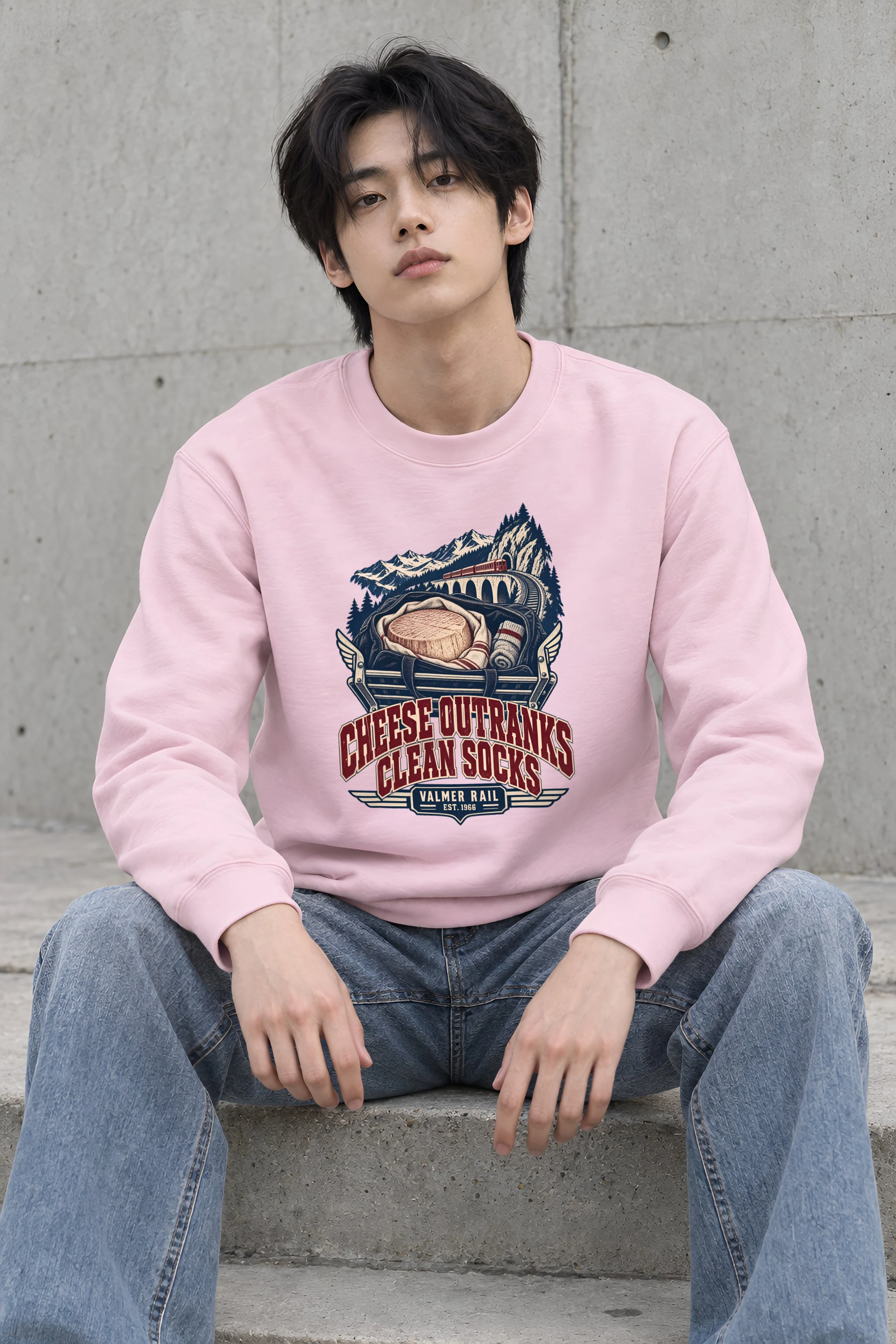 "Cheese Outranks Clean Socks" Heavy Blend Unisex Crewneck Sweatshirt