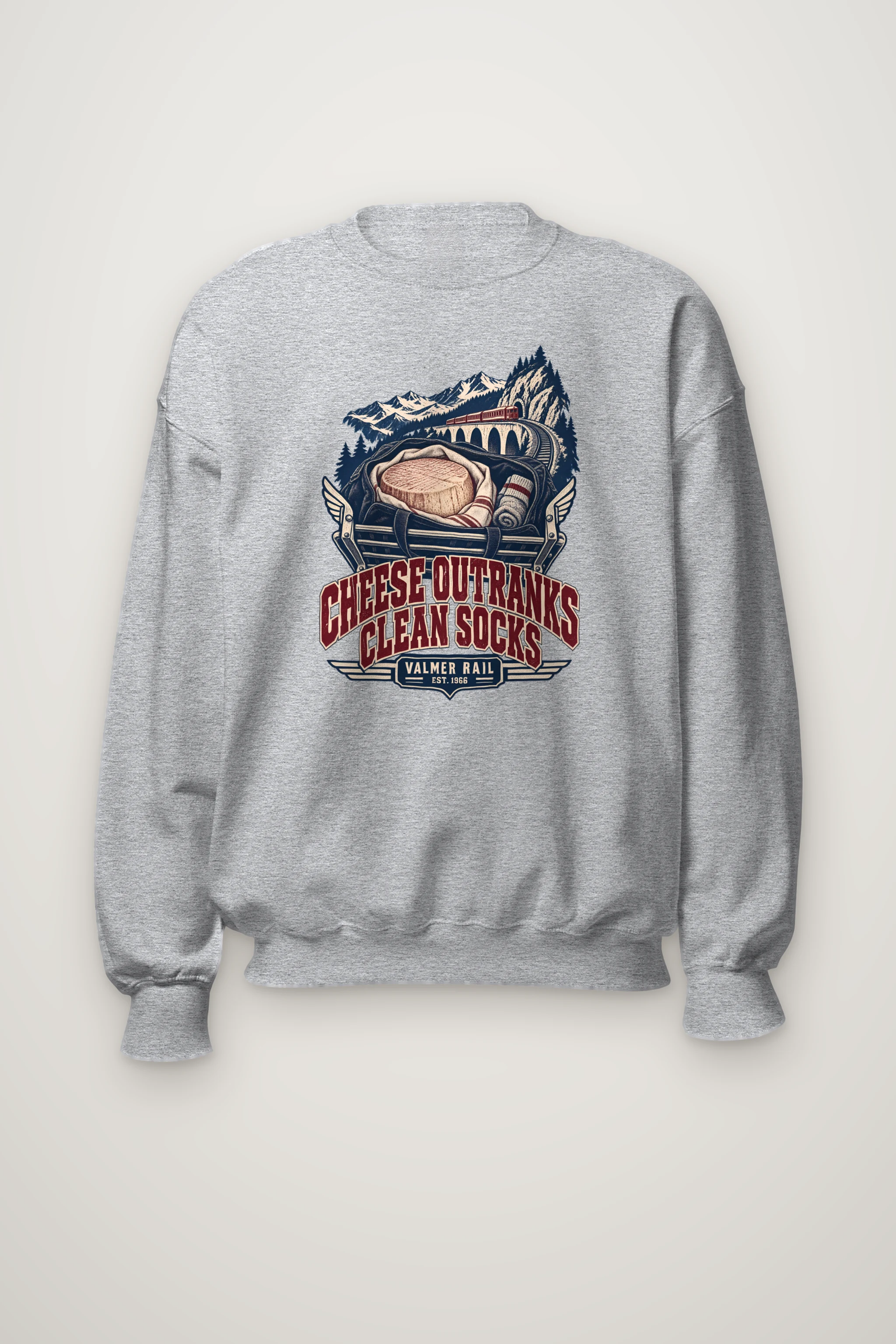 "Cheese Outranks Clean Socks" Heavy Blend Unisex Crewneck Sweatshirt