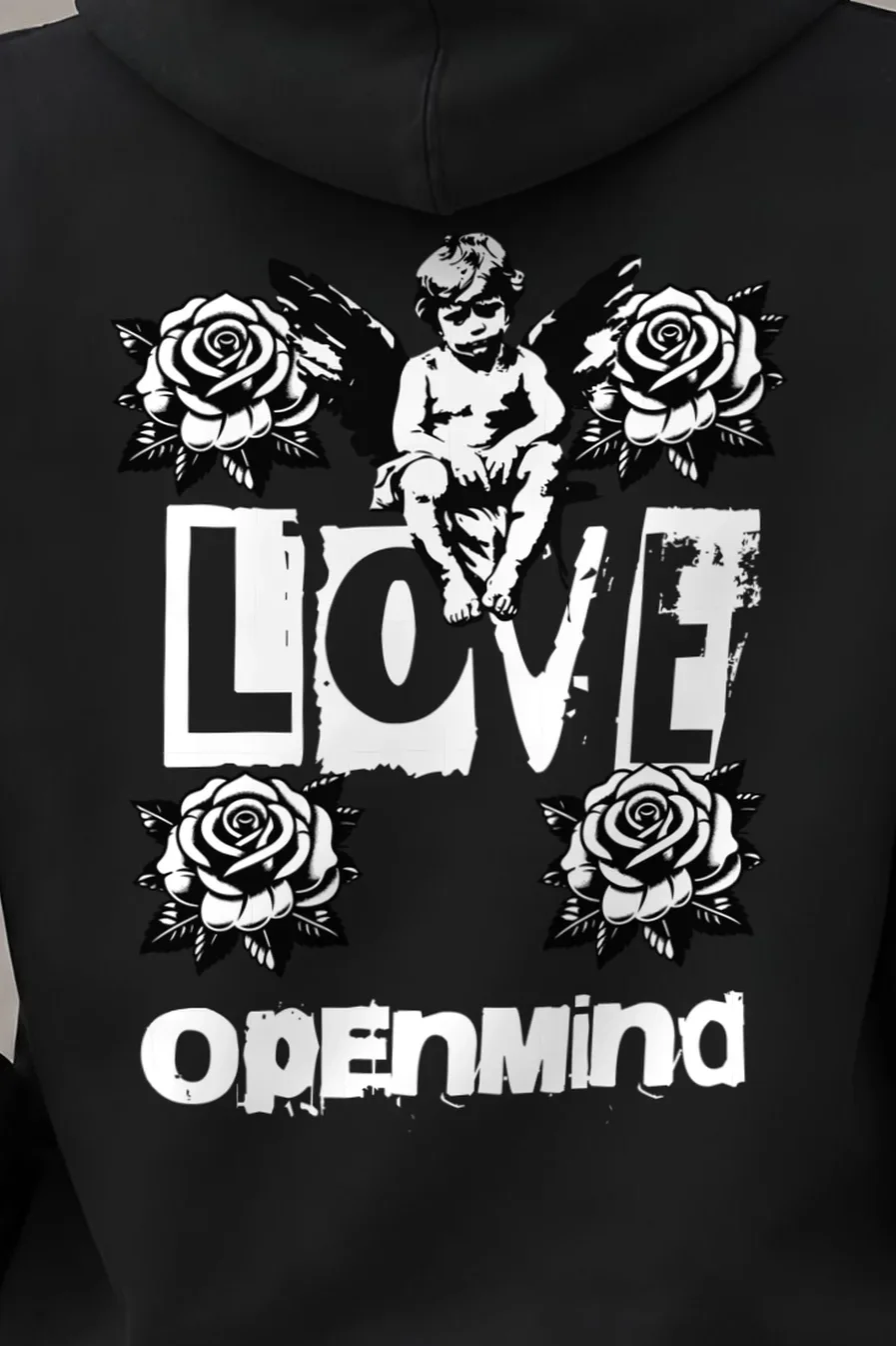 "Cherub Love" 1 Pullover Hoodie - the graphic up close