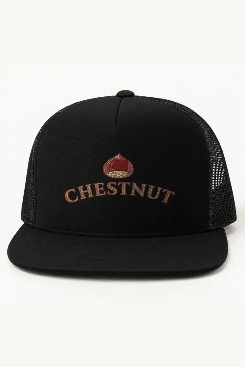 "CHESTNUT" 5 Panel Trucker Cap · Embroidered