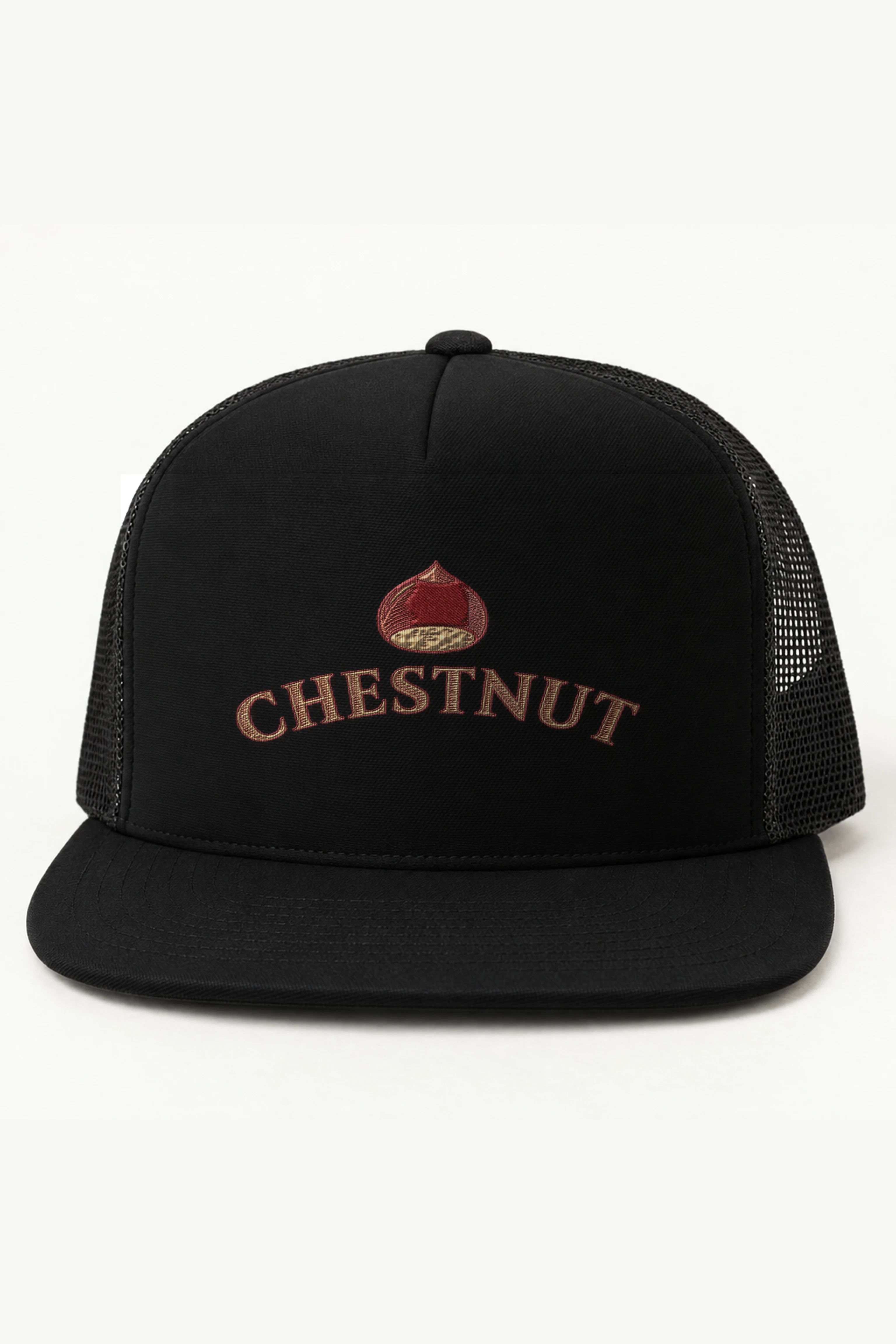 "CHESTNUT" 5 Panel Trucker Cap · Embroidered