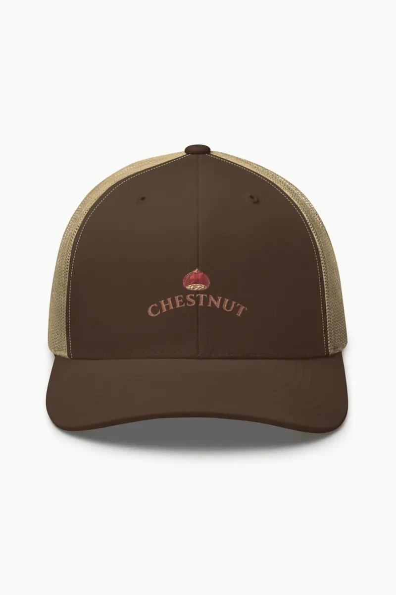 “CHESTNUT” Retro Trucker Cap · Embroidered