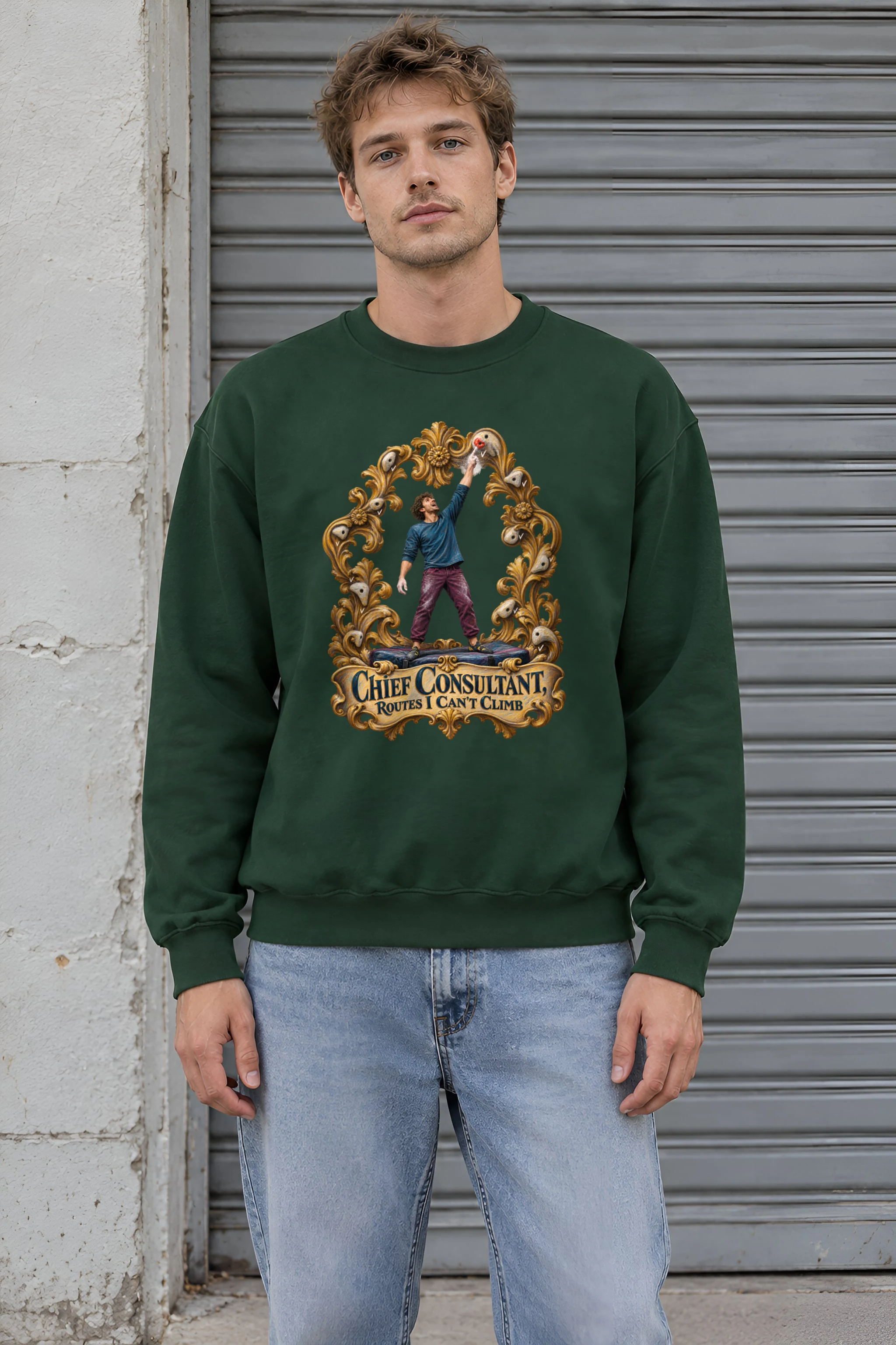 "Chief Consultant, Routes I Can't Climb" Unisex Crewneck Sweatshirt