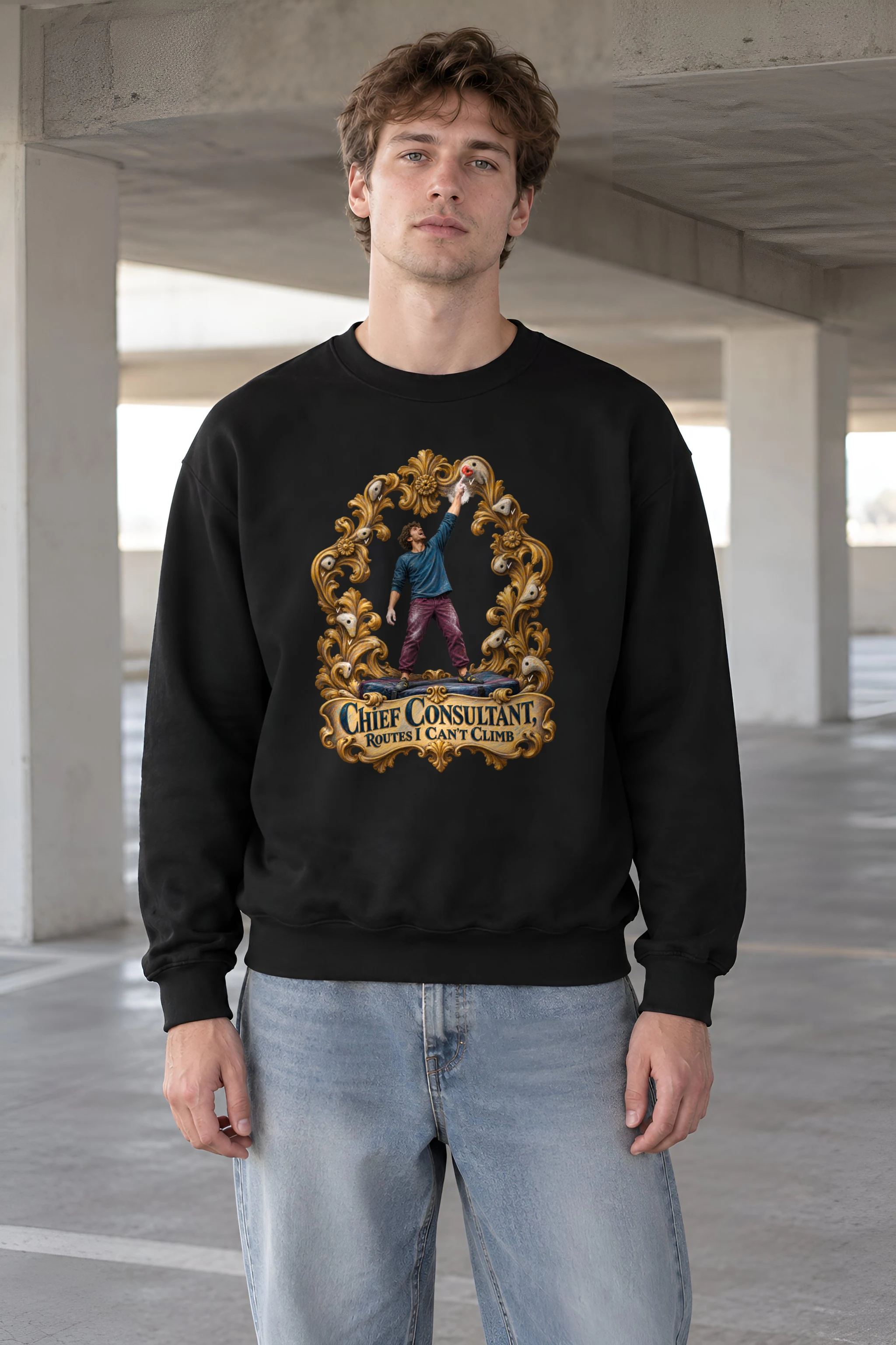 "Chief Consultant, Routes I Can't Climb" Unisex Crewneck Sweatshirt