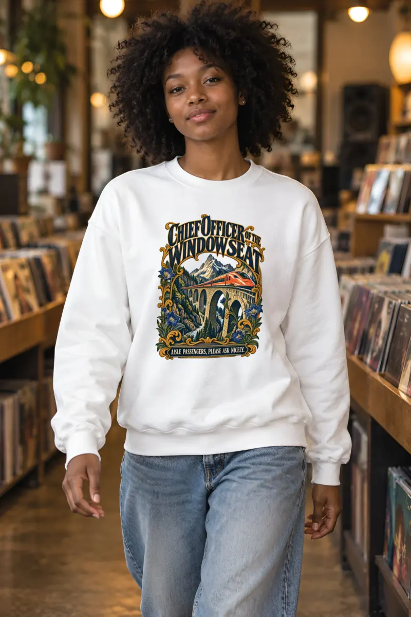 “Chief Officer of the Window Seat” Unisex Crewneck Sweatshirt