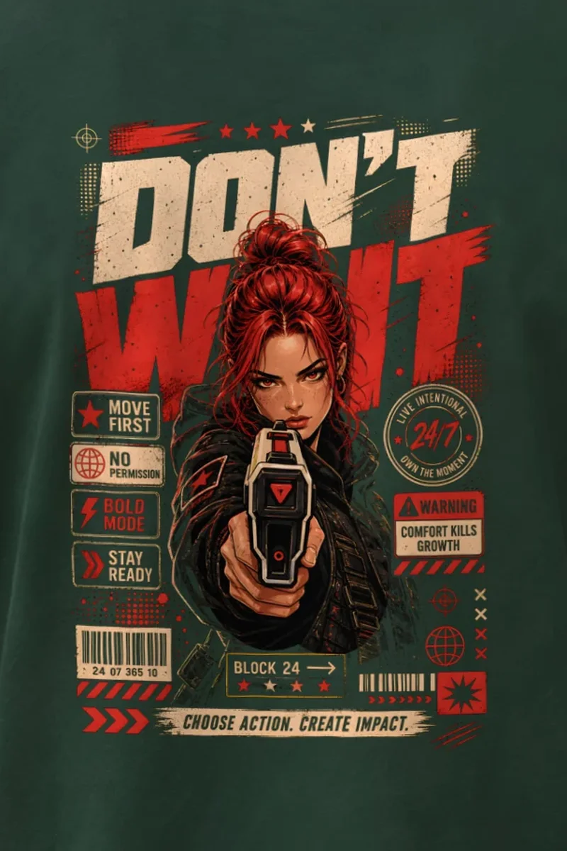 "Choose Action" Heavyweight Unisex Crewneck T-shirt - the graphic up close