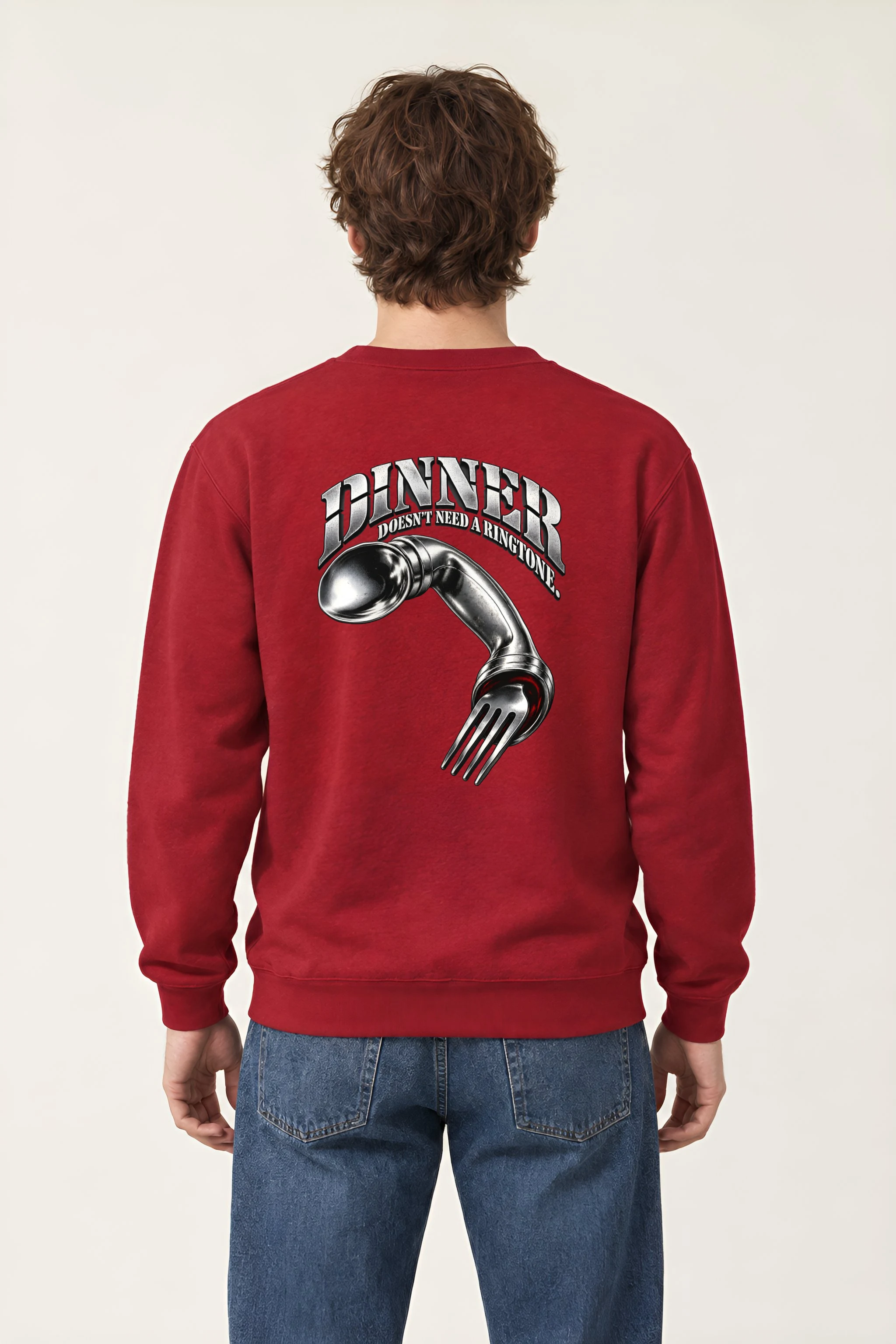 "Chrome Cutlery Telephone Sweatshirt" Heavy Blend Unisex Crewneck Sweatshirt