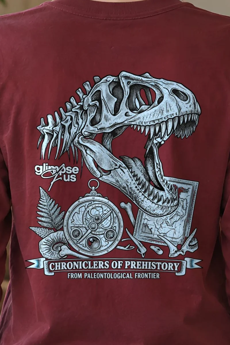 "Chroniclers Of Prehistory" Unisex Longsleeve T-shirt - the graphic up close