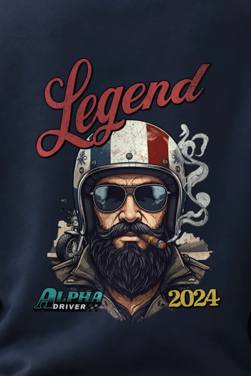 "Cigar Biker Portrait" 1 Crewneck Sweatshirt - the graphic up close