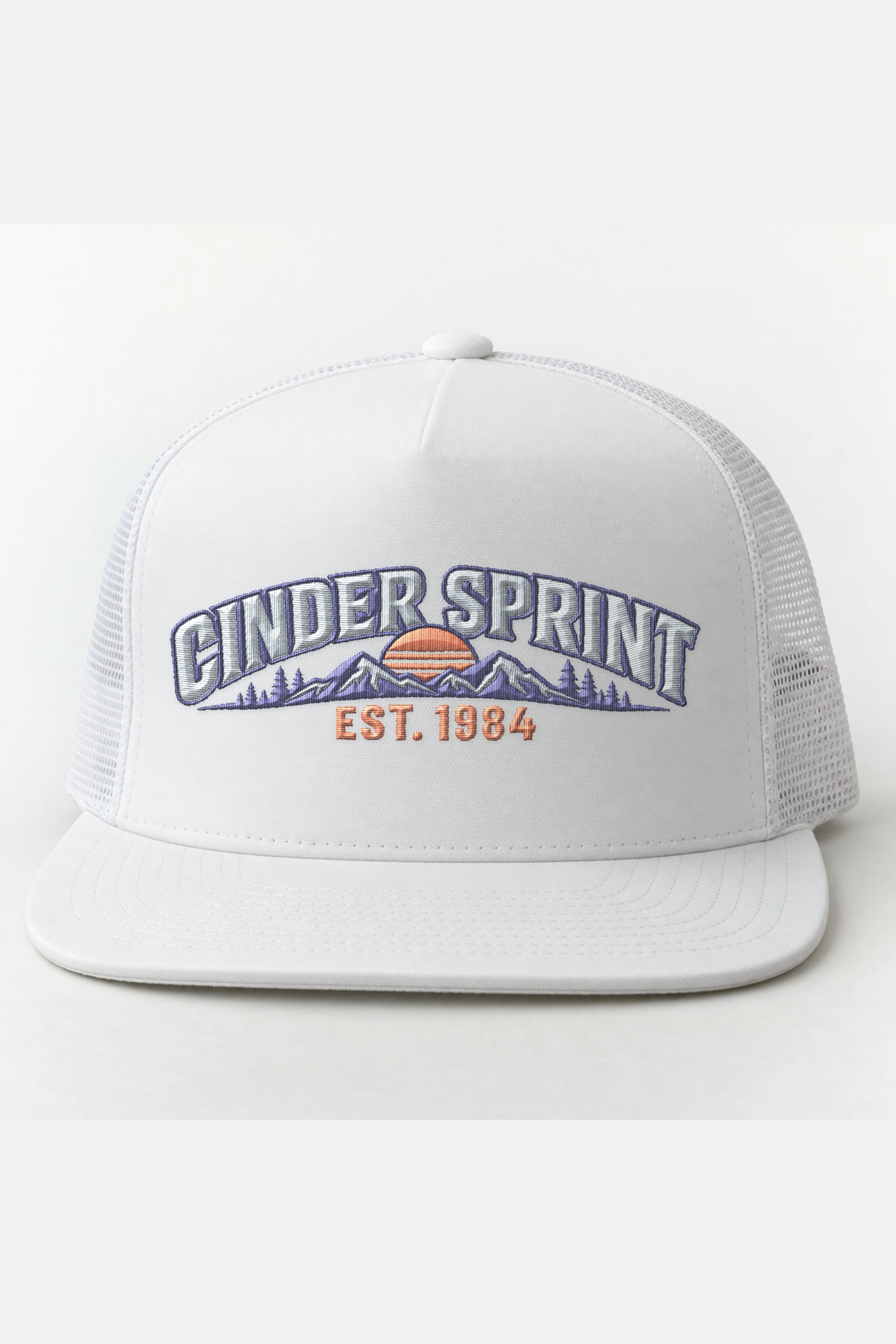"Cinder Sprint" 5 Panel Trucker Cap · Embroidered