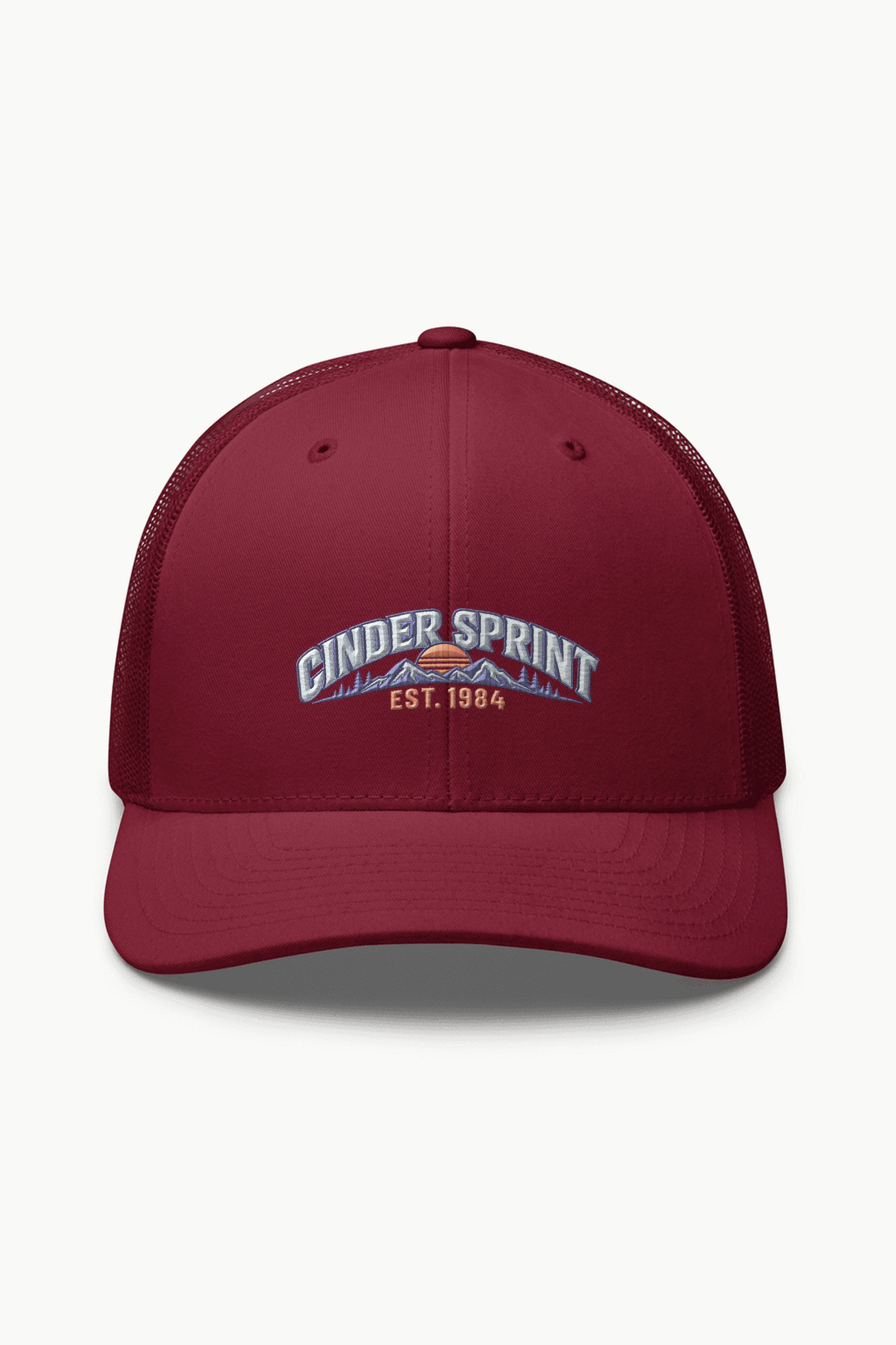 "Cinder Sprint EST. 1984" Retro Trucker Cap · Embroidered