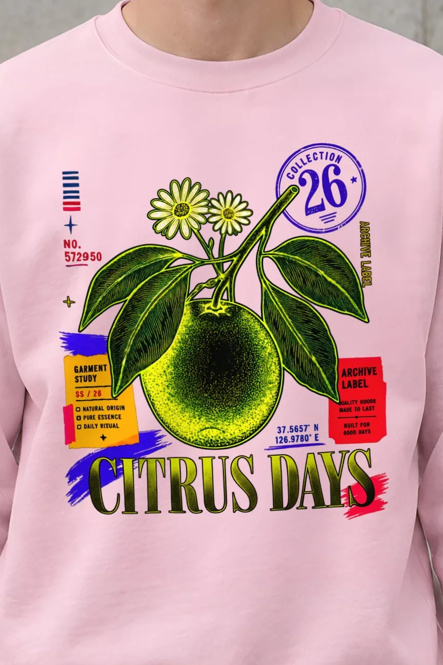 "Citrus Days" 1 Crewneck Sweatshirt - the graphic up close