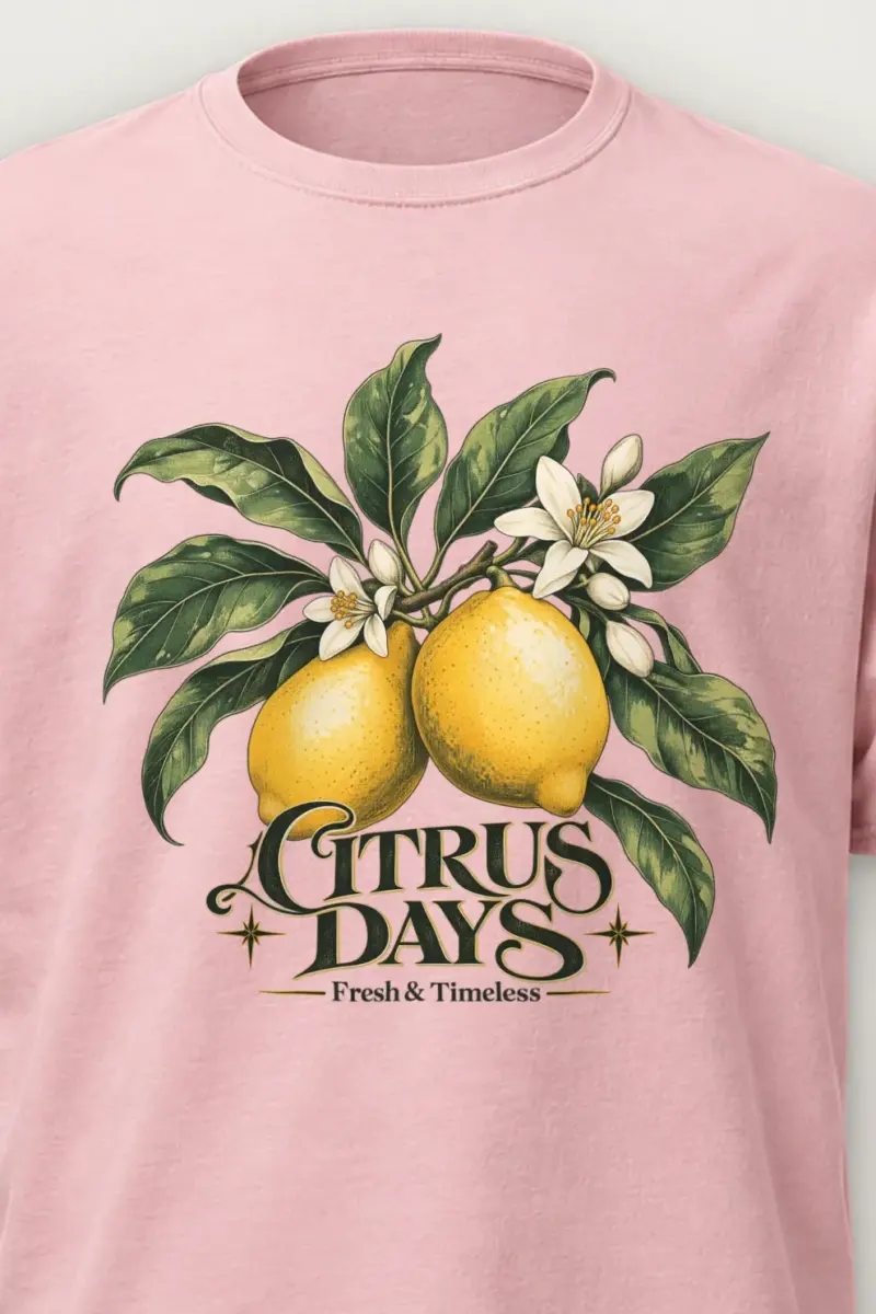 "Citrus Days" Heavyweight Unisex Crewneck T-shirt