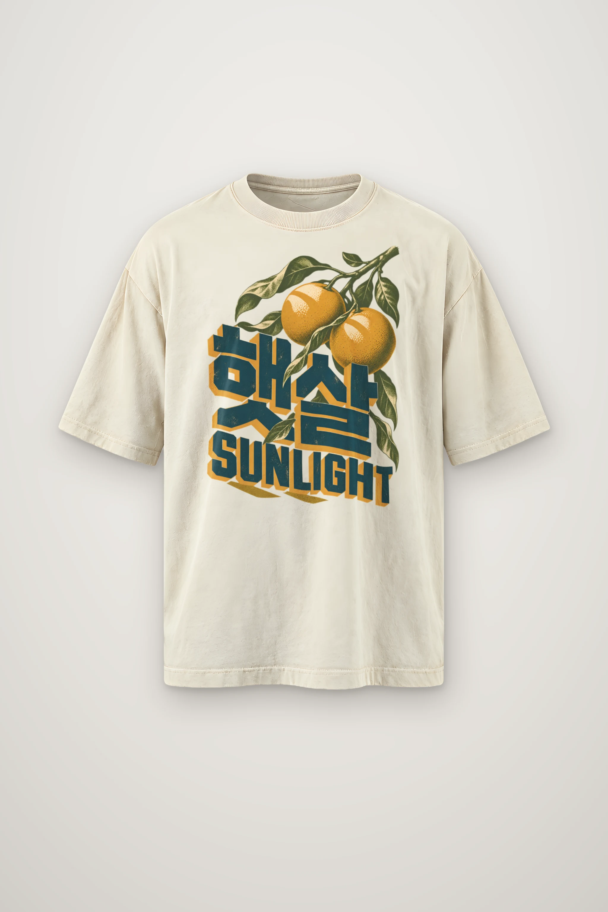 "Citrus Sunlight" Men's Oversized Heavyweight Crewneck T-Shirt