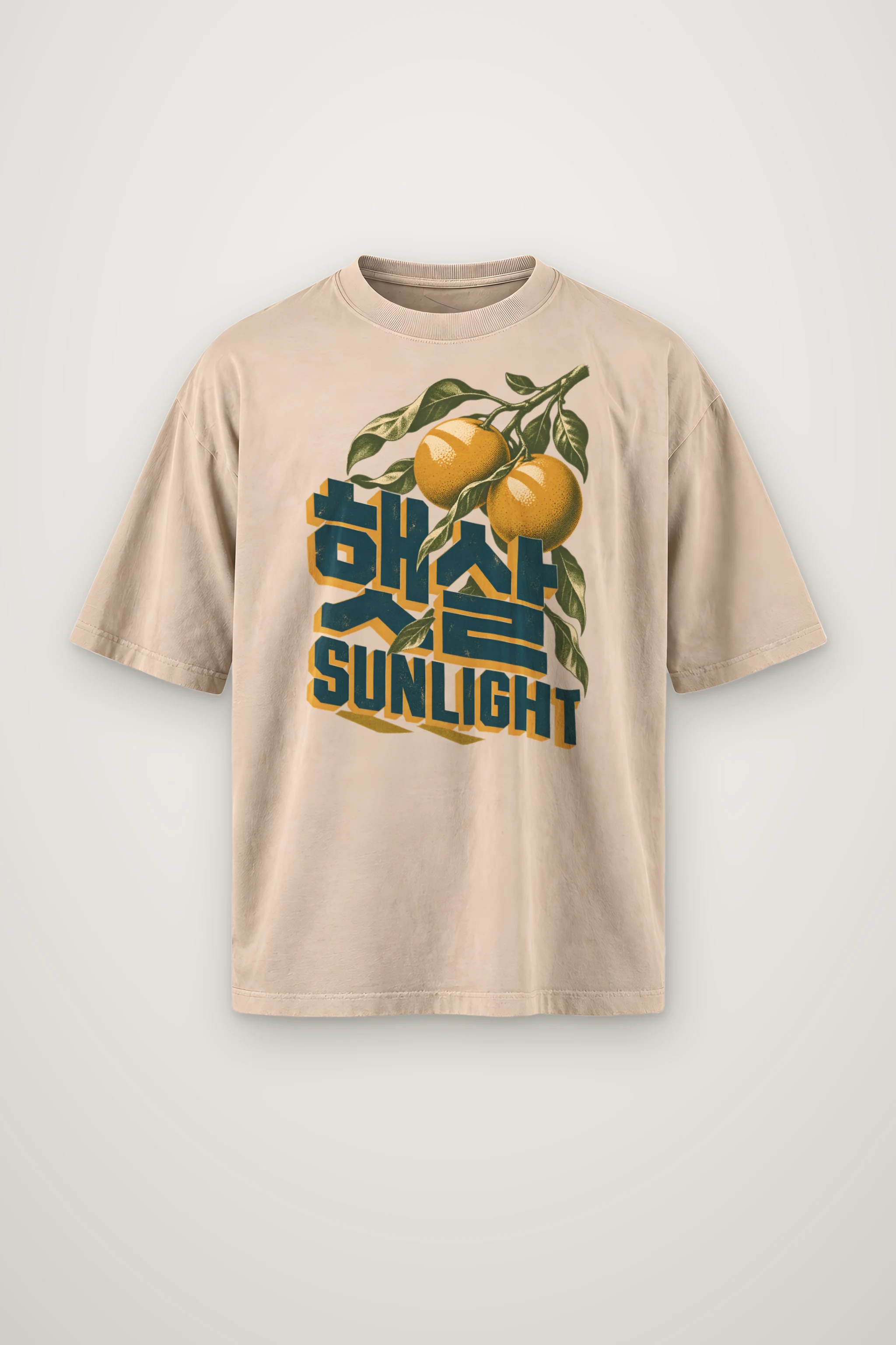"Citrus Sunlight" Men's Oversized Heavyweight Crewneck T-Shirt