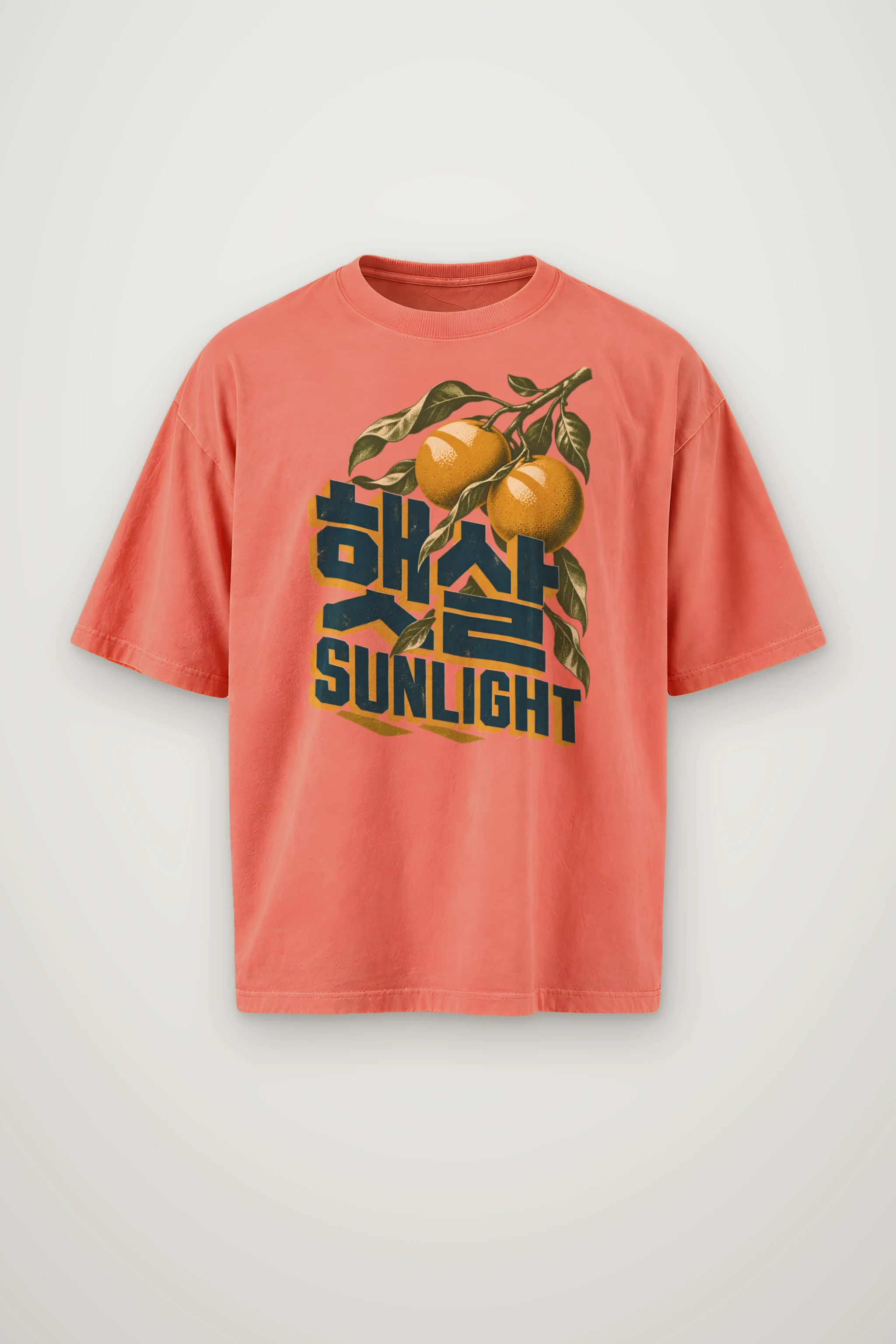 "Citrus Sunlight" Men's Oversized Heavyweight Crewneck T-Shirt