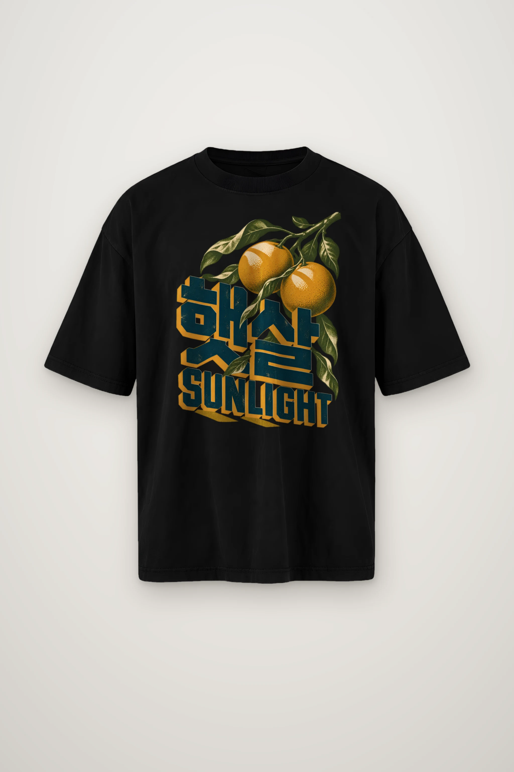 "Citrus Sunlight" Men's Oversized Heavyweight Crewneck T-Shirt