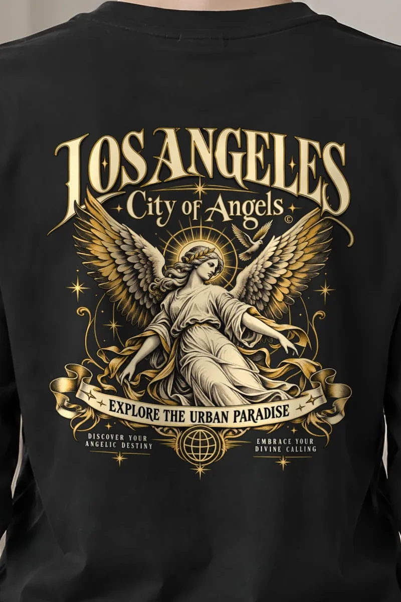"City Of Angels" Unisex Longsleeve T-shirt - the graphic up close